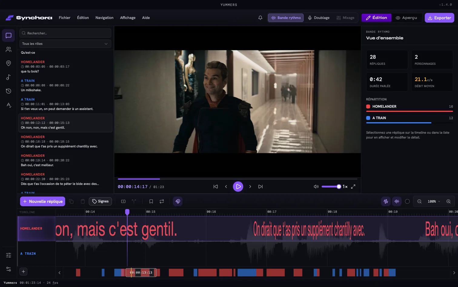 L'éditeur de bande rythmo Synchora : l'accueil des projets et les trois espaces